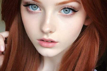AI girl with red hair wallpaper