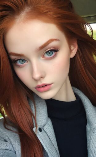AI girl with red hair wallpaper