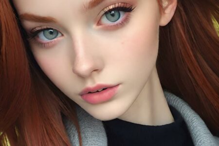 AI girl with red hair wallpaper