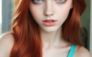 AI girl with red hair wallpaper