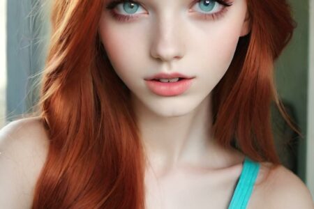 AI girl with red hair wallpaper