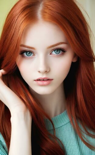 AI girl with red hair wallpaper