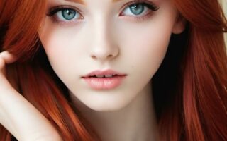 AI girl with red hair wallpaper
