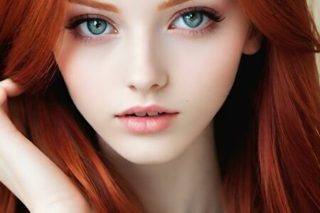 AI girl with red hair wallpaper