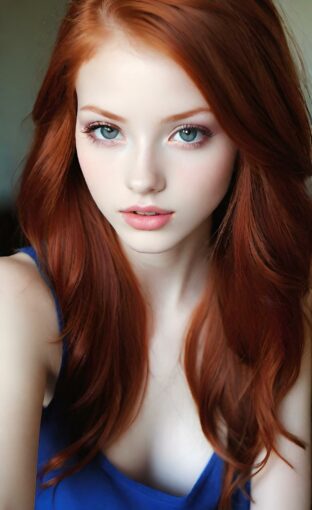 AI girl with red hair wallpaper