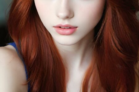 AI girl with red hair wallpaper