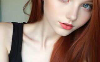 AI girl with red hair wallpaper