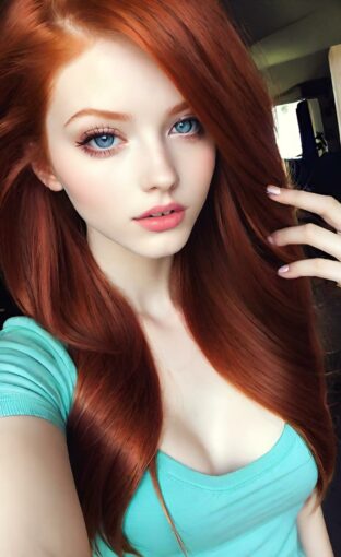AI girl with red hair wallpaper