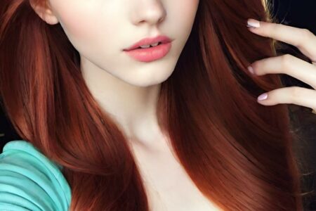 AI girl with red hair wallpaper