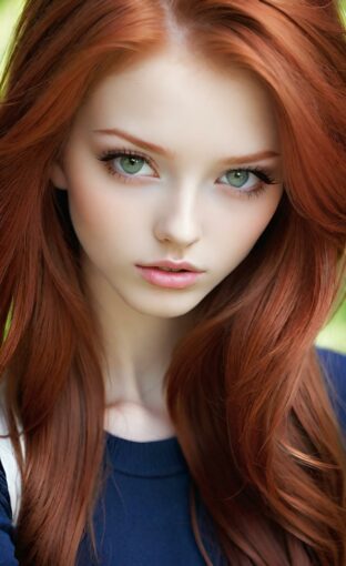 AI girl with red hair wallpaper