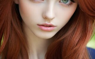 AI girl with red hair wallpaper