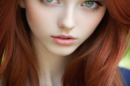 AI girl with red hair wallpaper