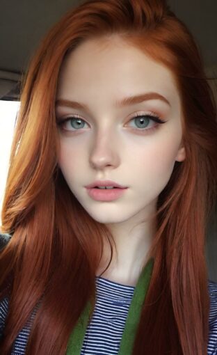AI girl with red hair wallpaper