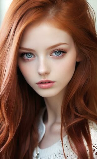 AI girl with red hair wallpaper