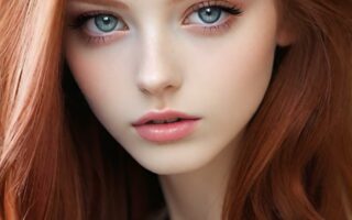 AI girl with red hair wallpaper