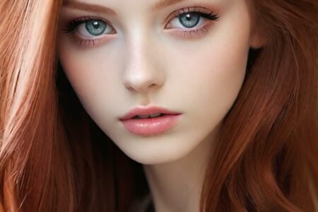 AI girl with red hair wallpaper