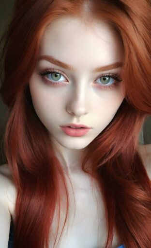 AI girl with red hair wallpaper