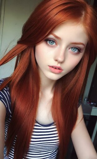 AI girl with red hair wallpaper