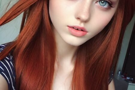 AI girl with red hair wallpaper