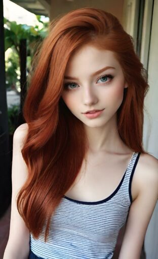 AI girl with red hair wallpaper