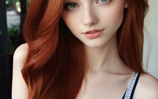AI girl with red hair wallpaper