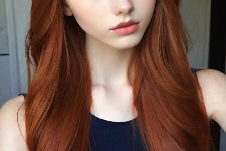 AI girl with red hair wallpaper