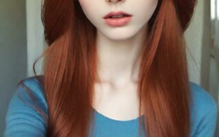 AI girl with red hair wallpaper