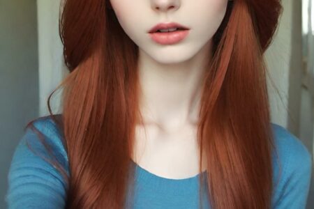 AI girl with red hair wallpaper