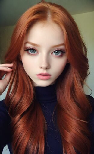 AI girl with red hair wallpaper