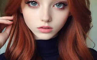 AI girl with red hair wallpaper