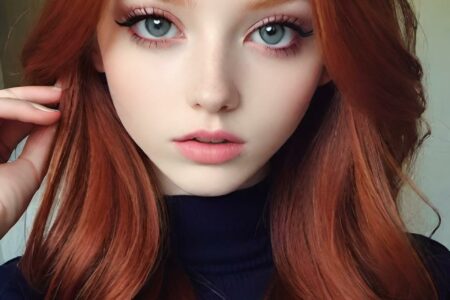 AI girl with red hair wallpaper