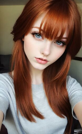AI girl with red hair wallpaper