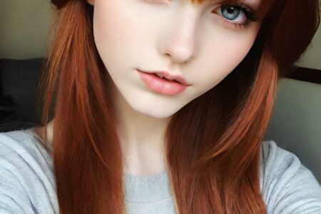 AI girl with red hair wallpaper