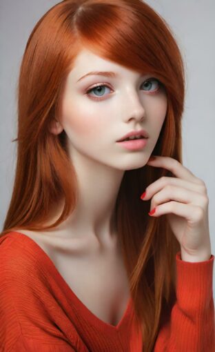 AI girl with red hair wallpaper