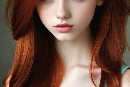 AI girl with red hair wallpaper