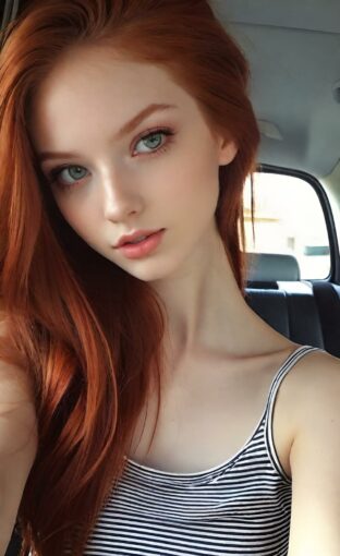 AI girl with red hair wallpaper