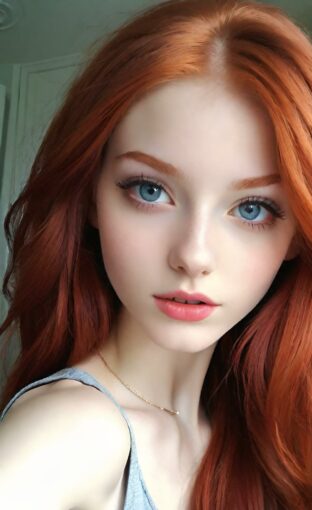 AI girl with red hair wallpaper