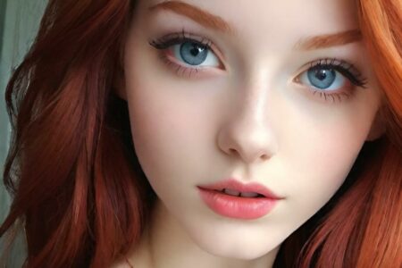 AI girl with red hair wallpaper