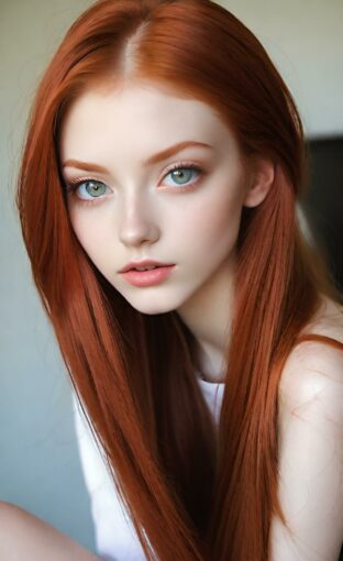 AI girl with red hair wallpaper