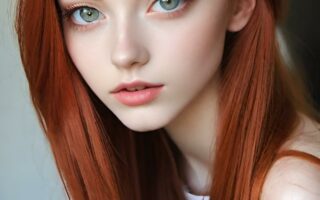 AI girl with red hair wallpaper