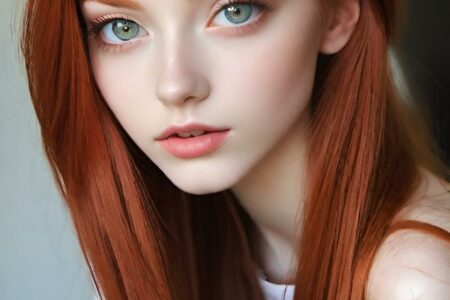 AI girl with red hair wallpaper
