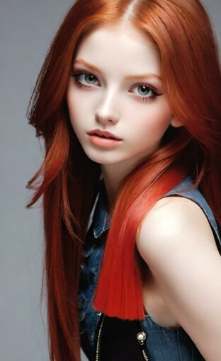 AI girl with red hair wallpaper