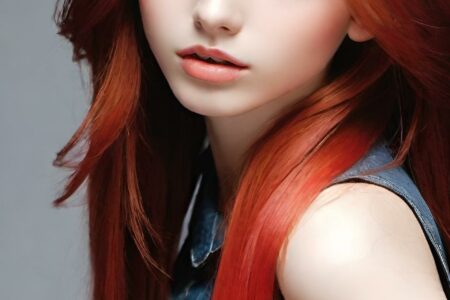 AI girl with red hair wallpaper