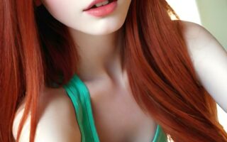 AI girl with red hair wallpaper