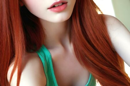 AI girl with red hair wallpaper