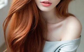 AI girl with red hair wallpaper