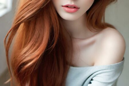 AI girl with red hair wallpaper