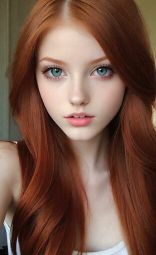 AI girl with red hair wallpaper
