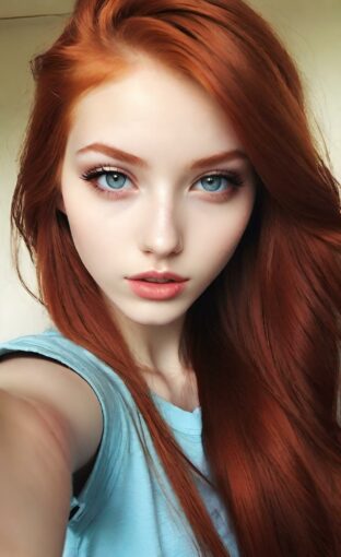 AI girl with red hair wallpaper