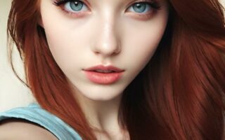 AI girl with red hair wallpaper